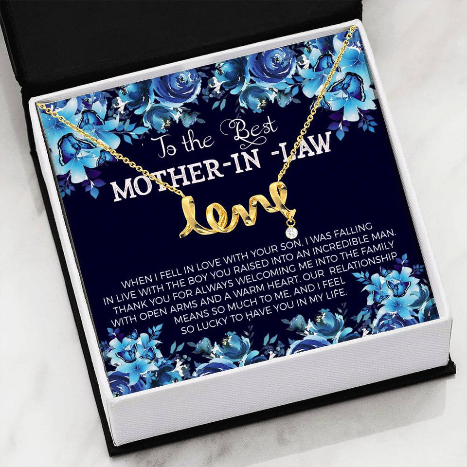 To The Best Mother In Law-Jewelry-High Polished .316 Surgical Steel Scripted Love-7-Chic Pop