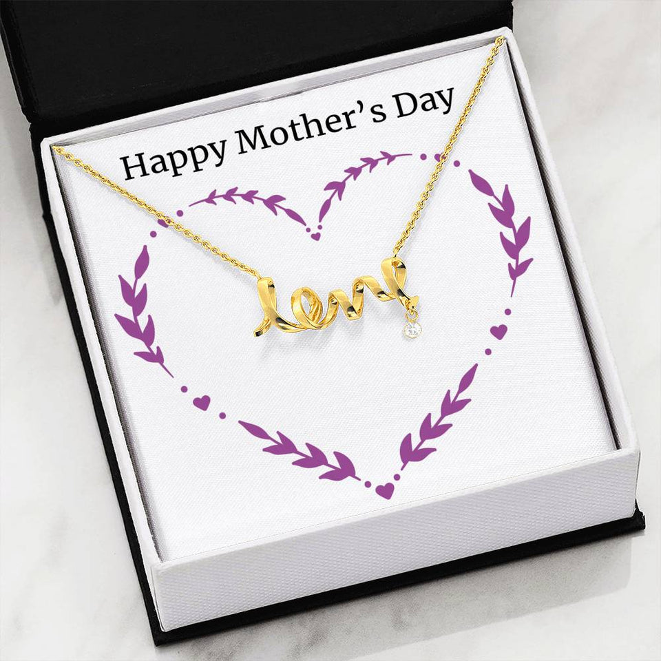 Happy Mother's Day-Jewelry-High Polished .316 Surgical Steel Scripted Love-7-Chic Pop