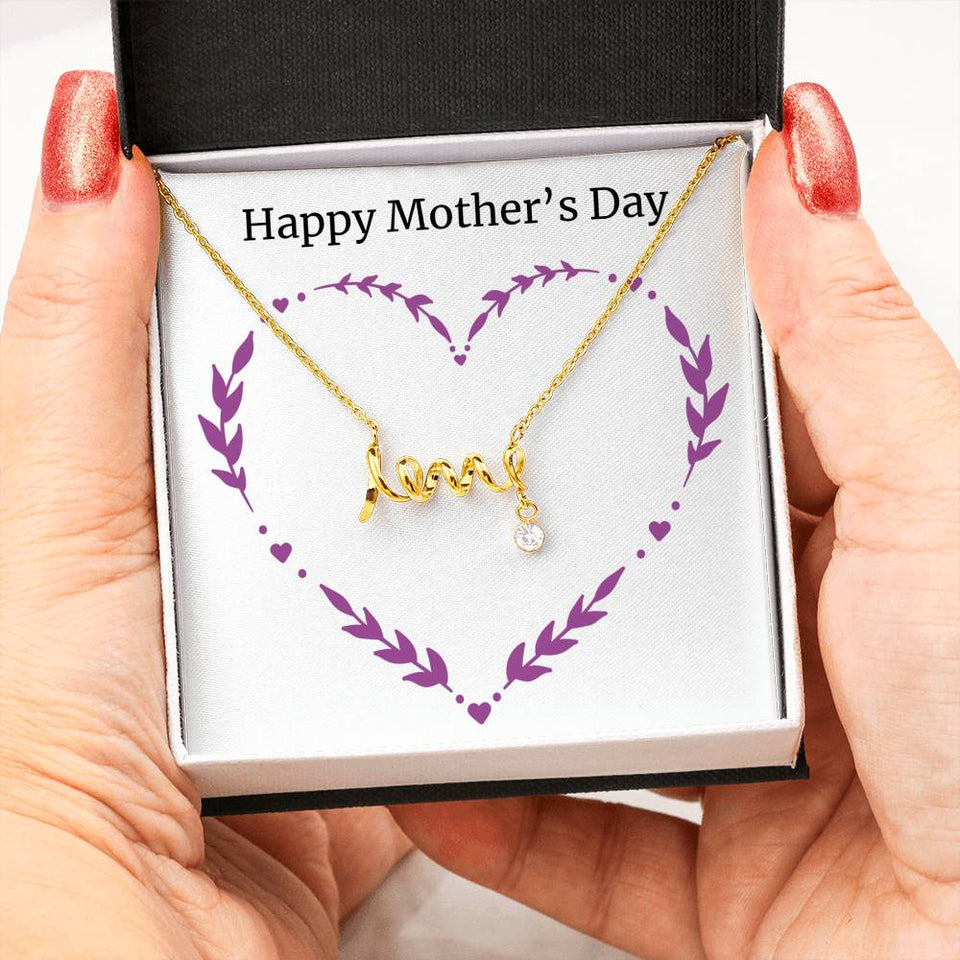 Happy Mother's Day-Jewelry-18k Yellow Gold Scripted Love-6-Chic Pop