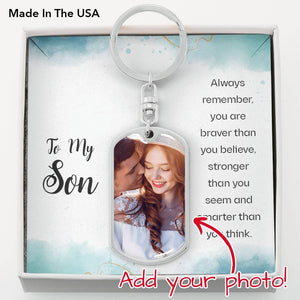 You are my son Always remember-Jewelry-Dog Tag Keychain (Silver)-No-1-Chic Pop