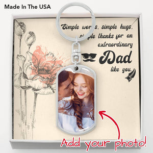 Simple Works Simple Hugs Simple Thanks For on Extraordinary Dad Like You-Jewelry-Dog Tag Keychain (Silver)-No-1-Chic Pop