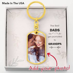The Best Dads Get Promoted To Grandpa-Jewelry-Dog Tag Keychain (Gold)-No-2-Chic Pop