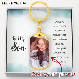 You are my son Always remember-Jewelry-Dog Tag Keychain (Gold)-No-2-Chic Pop