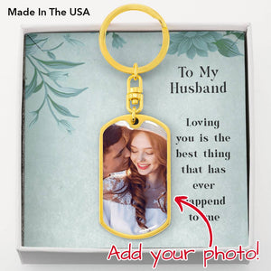 To My Husband Loving you is the best-Jewelry-Dog Tag Keychain (Gold)-No-2-Chic Pop