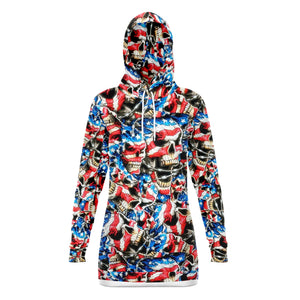 American Barbwire Skulls-Fashion Longline Hoodie - AOP-XS-1-Chic Pop